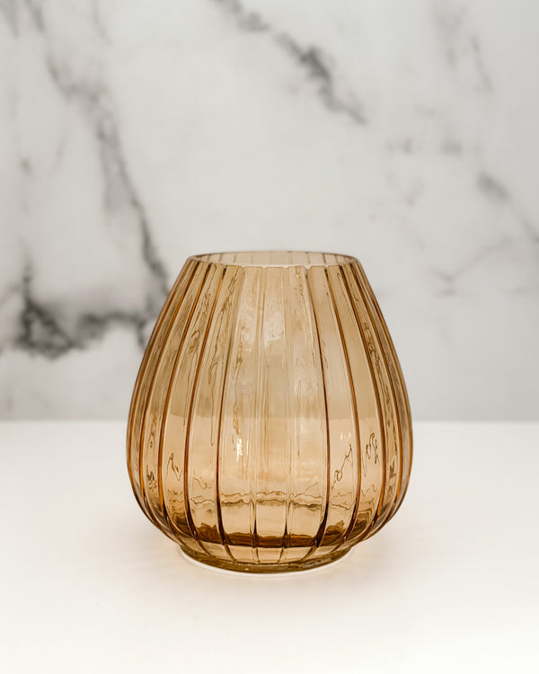 Amber Ribbed Vase