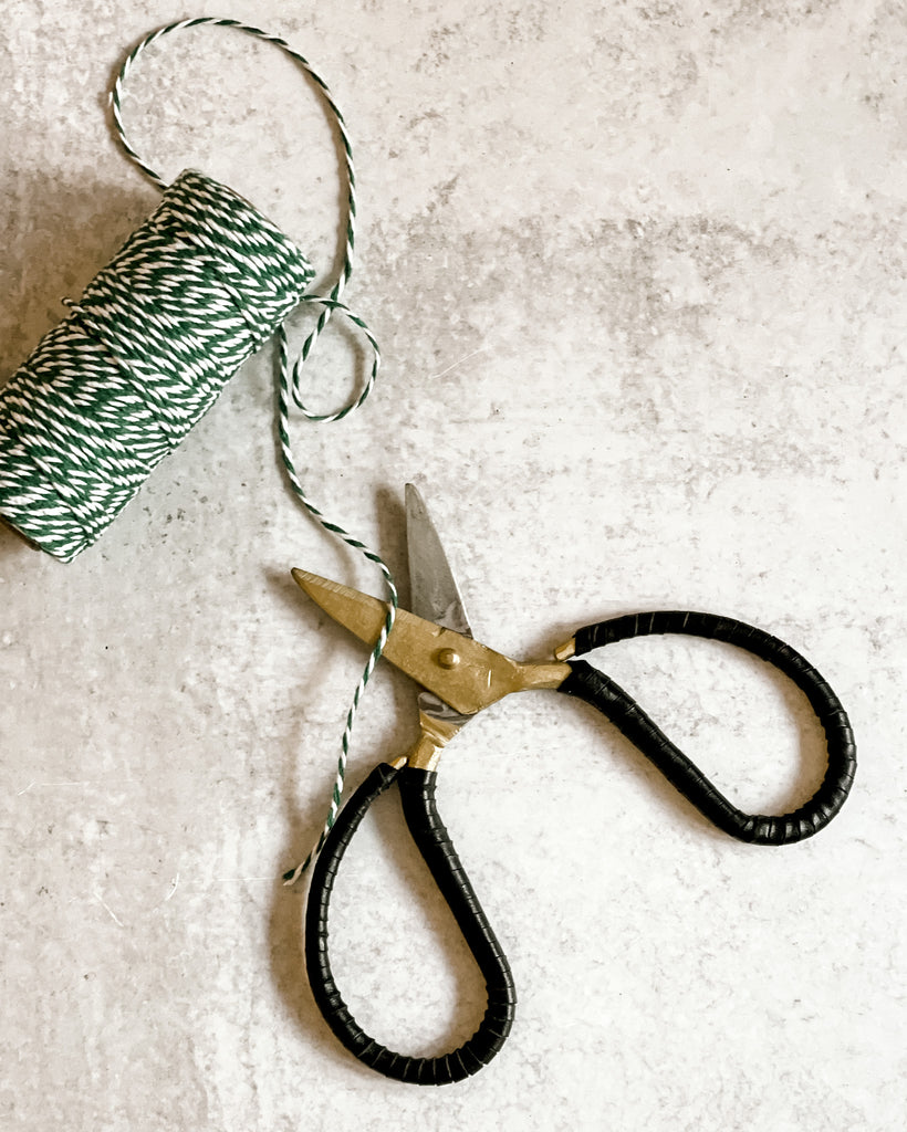 Leather wrapped iron scissors